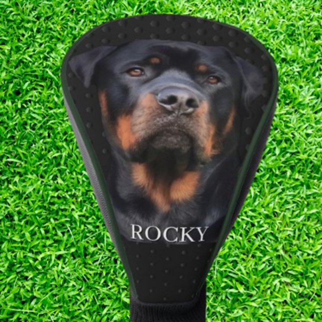  Rottweiler Dark Grey Golf Head Cover (Protect your clubs in style with our Rottweiler golf head cover featuring dark grey dots)