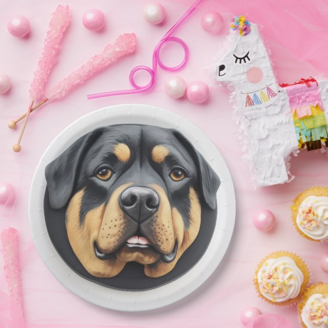 Rottweiler Dog 3D Inspired Paper Plate (Party)