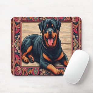 Rottweiler Dog 3D Stylish Colourful Border Mouse Mat