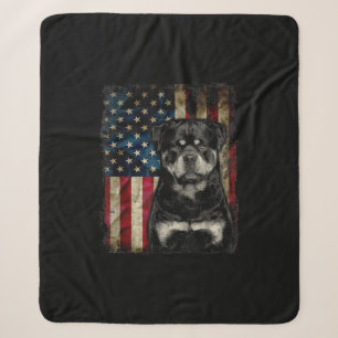 rottweiler dog 4th of july american flag patriotic sherpa blanket