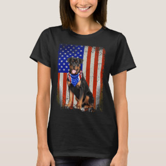 Rottweiler Dog American Flag 4th Of July Patriotic T-Shirt