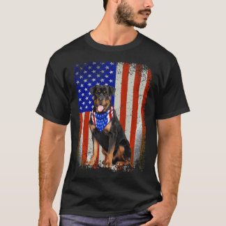 Rottweiler Dog American Flag 4th Of July Patriotic T-Shirt