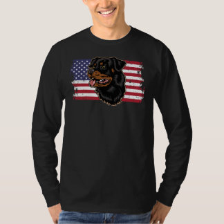 Rottweiler Dog American Flag Bulldog T-Shirt