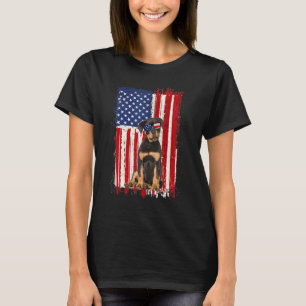 Rottweiler Dog American Flag Patriotic Independenc T-Shirt