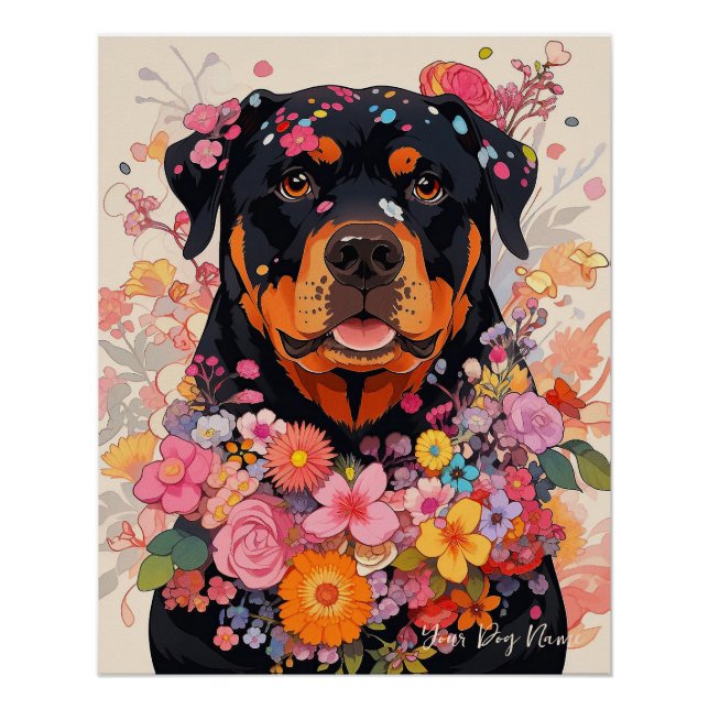 Rottweiler Dog and Flowers  005 - Tailor jewel Poster (Front)