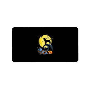 rottweiler dog and moon funny halloween costume label