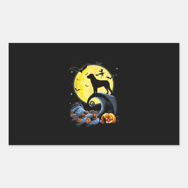 rottweiler dog and moon funny halloween costume rectangular sticker (Front)