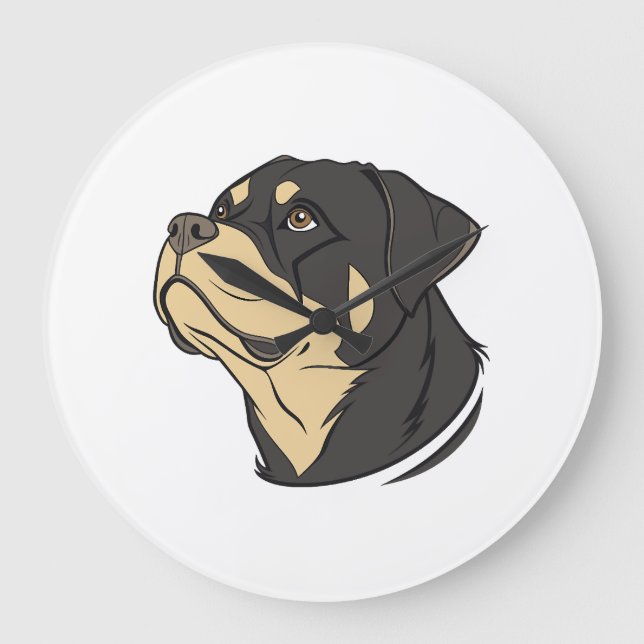 Rottweiler Dog Art Large Clock (Front)