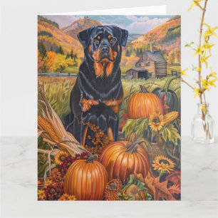Rottweiler Dog Autumn Harvest Thanksgiving  Card