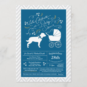 Rottweiler Dog Baby Shower Blue Boy Rottie Invitation