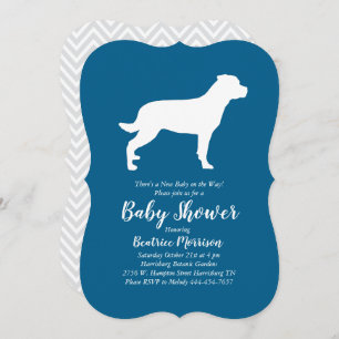 Rottweiler Dog Baby Shower Blue Boy Rottie Invitation