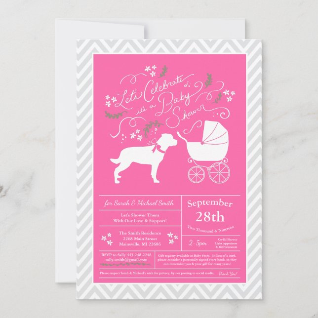 Rottweiler Dog Baby Shower Pink Girl Rottie Invitation (Front)