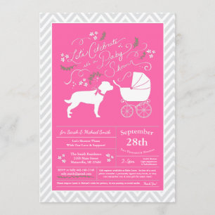 Rottweiler Dog Baby Shower Pink Girl Rottie Invitation