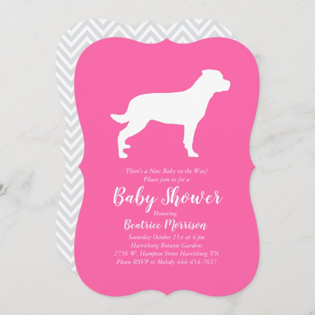 Rottweiler Dog Baby Shower Pink Girl Rottie Invitation (Front/Back)