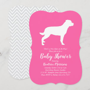 Rottweiler Dog Baby Shower Pink Girl Rottie Invitation