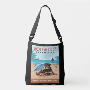 Rottweiler Dog Beach Life Crossbody Bag