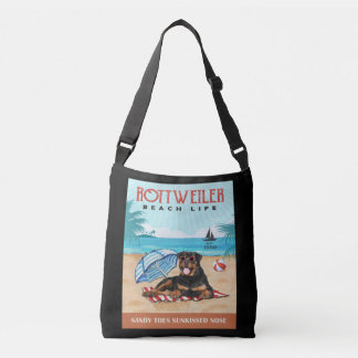 Rottweiler Dog Beach Life Crossbody Bag