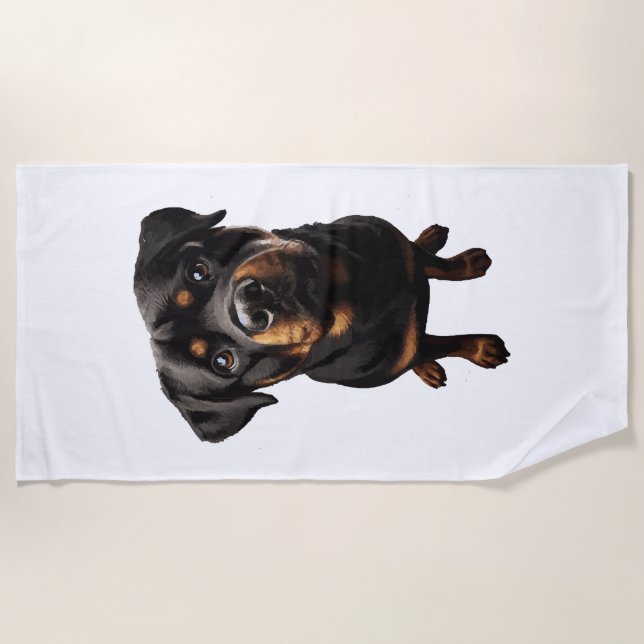 rottweiler dog beach towel (Front)