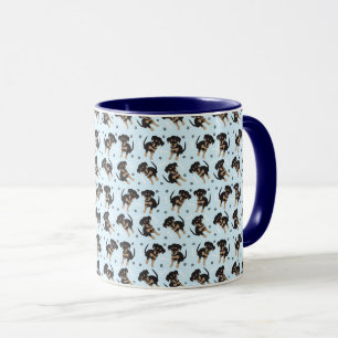 Rottweiler Dog Bone Paw Print Pattern Blue Mug