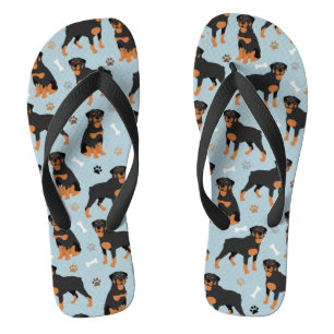 Rottweiler Dog Bones and Paws Flip Flops