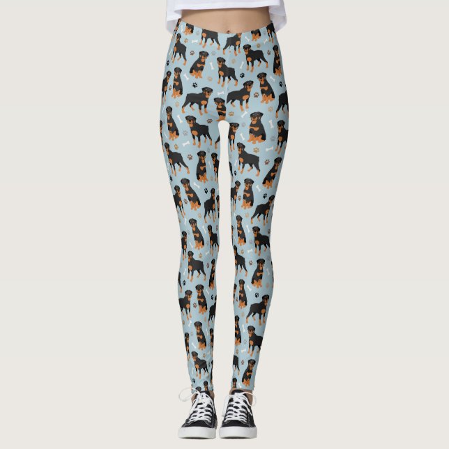 Rottweiler Dog Bones and Paws Leggings (Front)