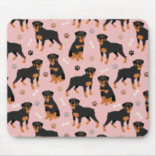 Rottweiler Dog Bones and Paws Mouse Pad
