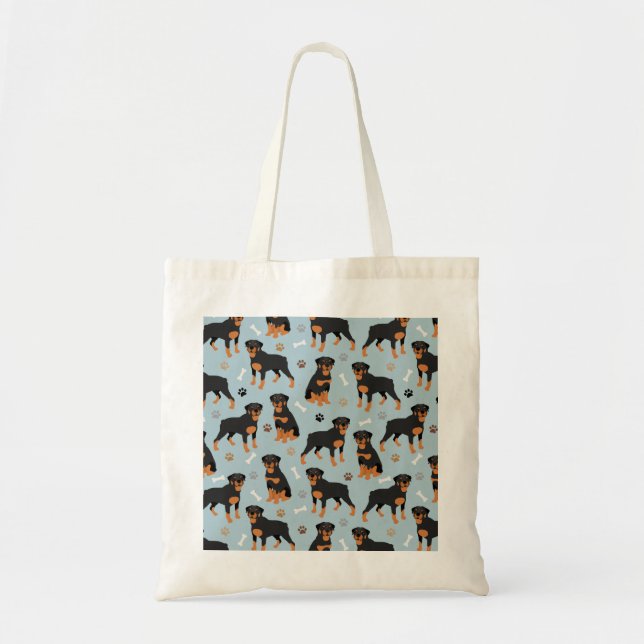 Rottweiler Dog Bones and Paws Tote Bag (Front)