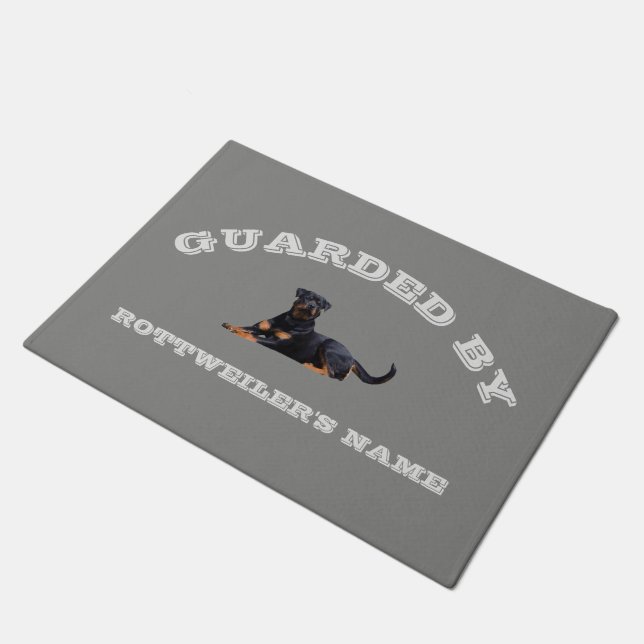 Rottweiler Dog Breed House Protection Custom Name Doormat (Angled)