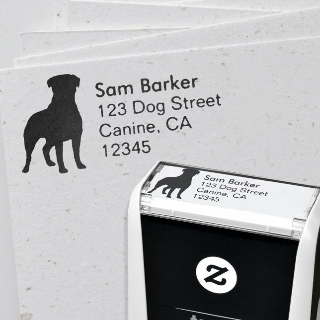 Rottweiler Dog Breed Silhouette Return Address Self-inking Stamp (Creator Uploaded)