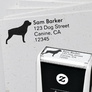 Rottweiler Dog Breed Silhouette Return Address Self-inking Stamp