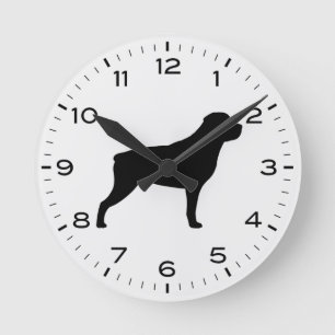 Rottweiler Dog Breed Silhouette Round Clock
