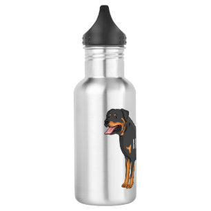 Rottweiler dog cartoon illustration 532 ml water bottle