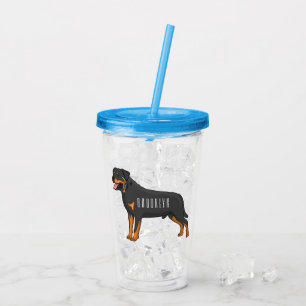Rottweiler dog cartoon illustration  acrylic tumbler