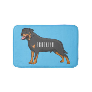 Rottweiler dog cartoon illustration bath mat