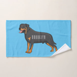 Rottweiler dog cartoon illustration bath towel set