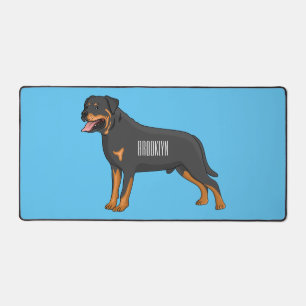Rottweiler dog cartoon illustration desk mat