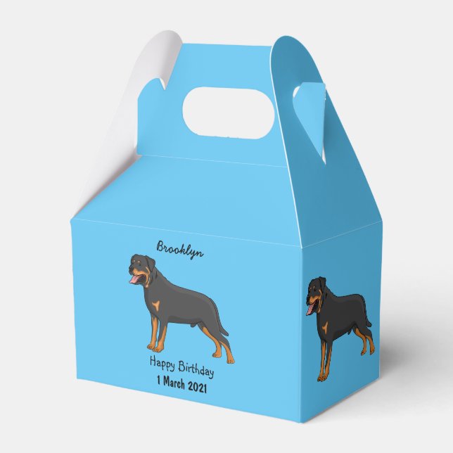 Rottweiler dog cartoon illustration favour box (Front Side)
