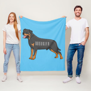 Rottweiler dog cartoon illustration fleece blanket