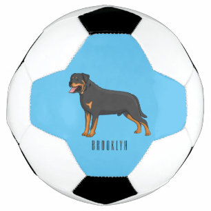 Rottweiler dog cartoon illustration football