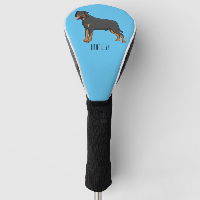Rottweiler dog cartoon illustration  golf head cover (Front)