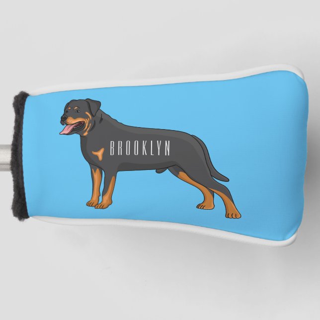 Rottweiler dog cartoon illustration golf head cover (Front)