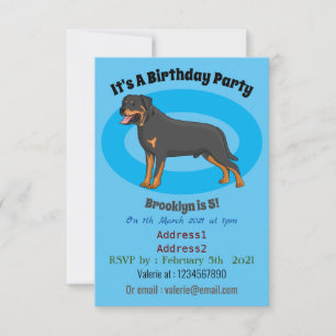 Rottweiler dog cartoon illustration  invitation