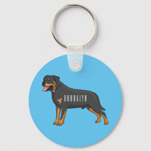 Rottweiler dog cartoon illustration key ring