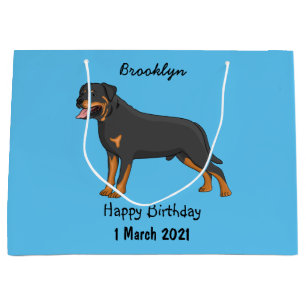 Rottweiler dog cartoon illustration large gift bag