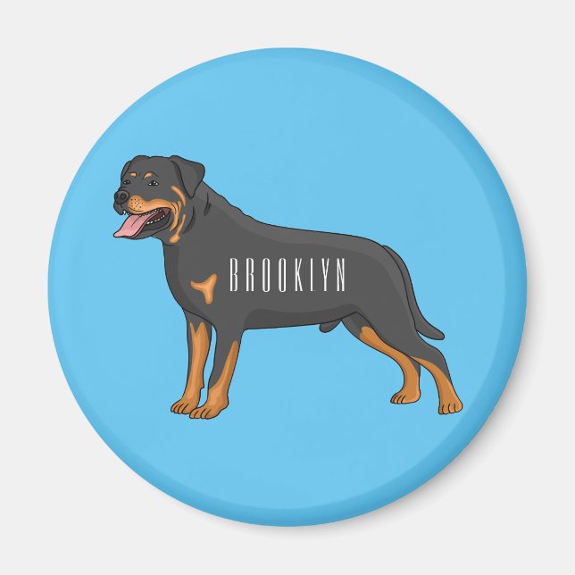 Rottweiler dog cartoon illustration magnet (Front)