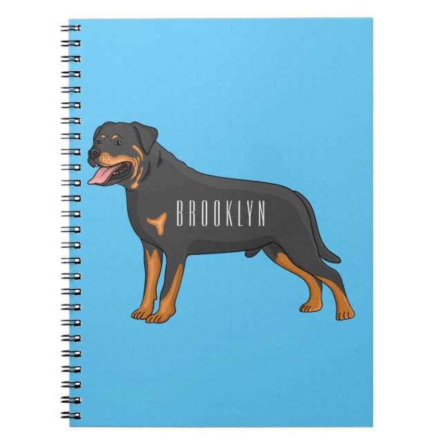 Rottweiler dog cartoon illustration notebook (Front)