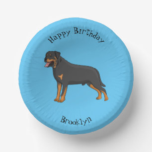 Rottweiler dog cartoon illustration paper plate