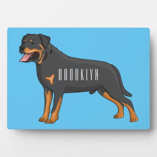 Rottweiler dog cartoon illustration plaque