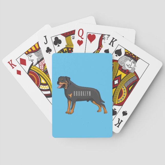 Rottweiler dog cartoon illustration playing cards (Back)