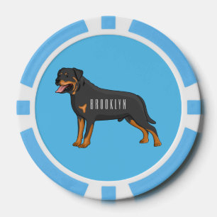 Rottweiler dog cartoon illustration poker chips